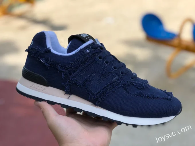 NB 574 Navy Blue MiuMiu x New Balance 574 Fashion Casual Shoes Women White 5E765D_CSL_F0009_F_015