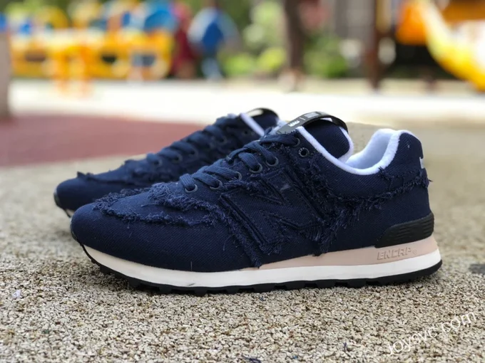 NB 574 Navy Blue MiuMiu x New Balance 574 Fashion Casual Shoes Women White 5E765D_CSL_F0009_F_015