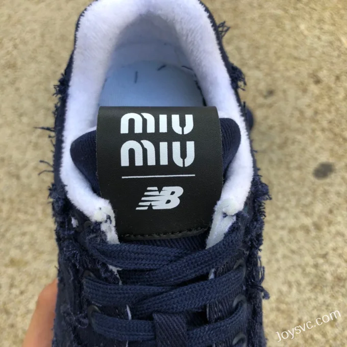 NB 574 Navy Blue MiuMiu x New Balance 574 Fashion Casual Shoes Women White 5E765D_CSL_F0009_F_015