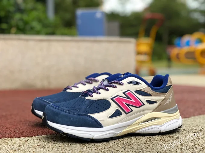 New Balance 990V3 Kith White Blue Retro Running Shoes M990KH3