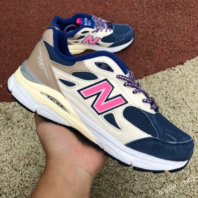 New Balance 990V3 Kith White Blue Retro Running Shoes M990KH3