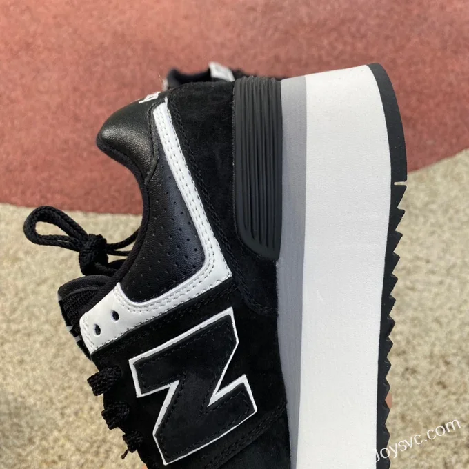 New Balance 574 Thick Sole Black White Retro Dad Shoes for Women WL574ZAB