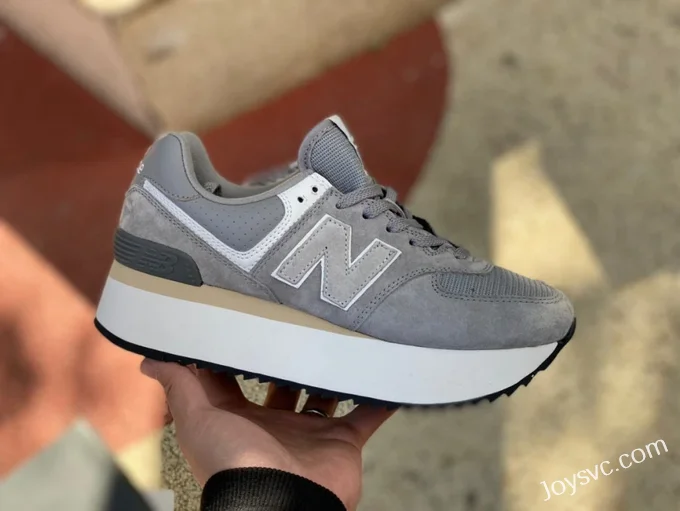 New Balance 574 Thick Sole Grey Retro Dad Shoes for Women WL57ZBA