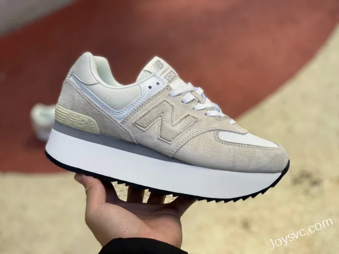 New Balance 574 Thick Sole Beige Grey Retro Dad Shoes for Women WL575ZAA