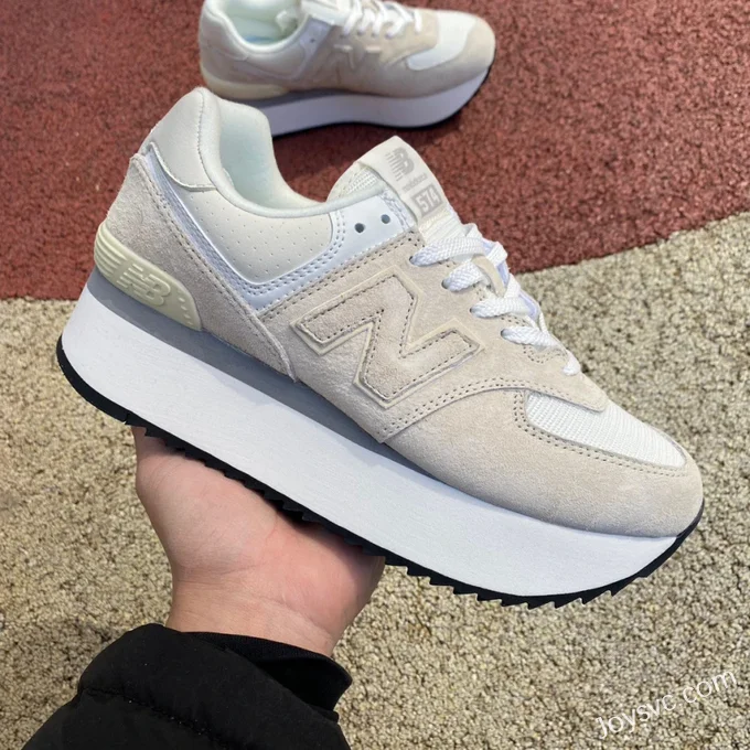 New Balance 574 Thick Sole Beige Grey Retro Dad Shoes for Women WL575ZAA