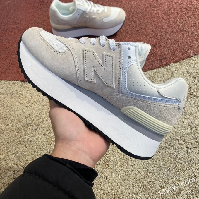 New Balance 574 Thick Sole Beige Grey Retro Dad Shoes for Women WL575ZAA