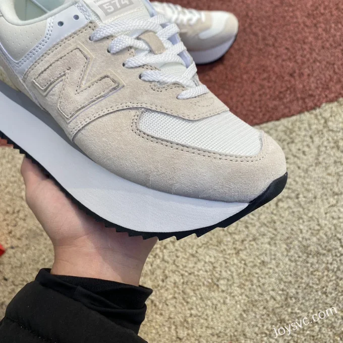 New Balance 574 Thick Sole Beige Grey Retro Dad Shoes for Women WL575ZAA