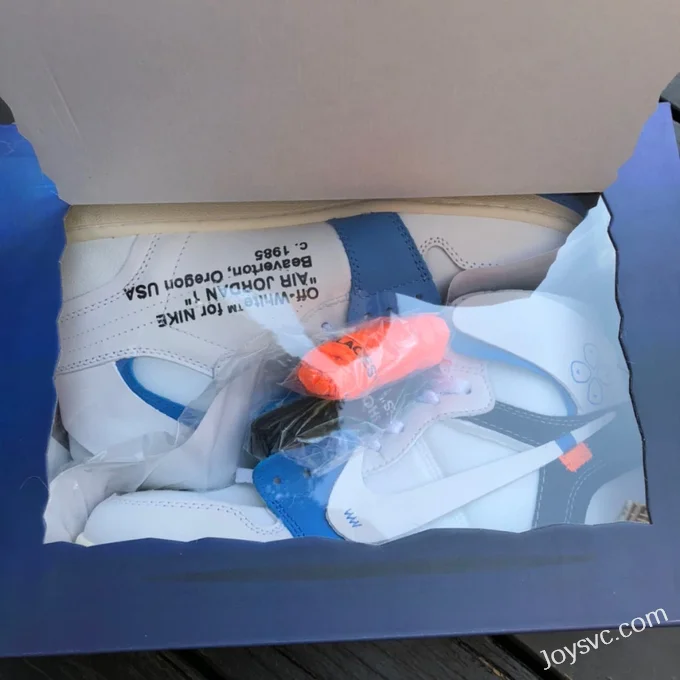 Off-White x Air Jordan 1 OW PSS 50818-168 White Blue High-Top