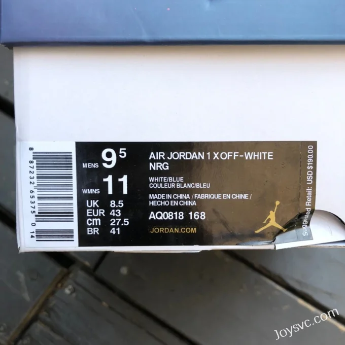 Off-White x Air Jordan 1 OW PSS 50818-168 White Blue High-Top