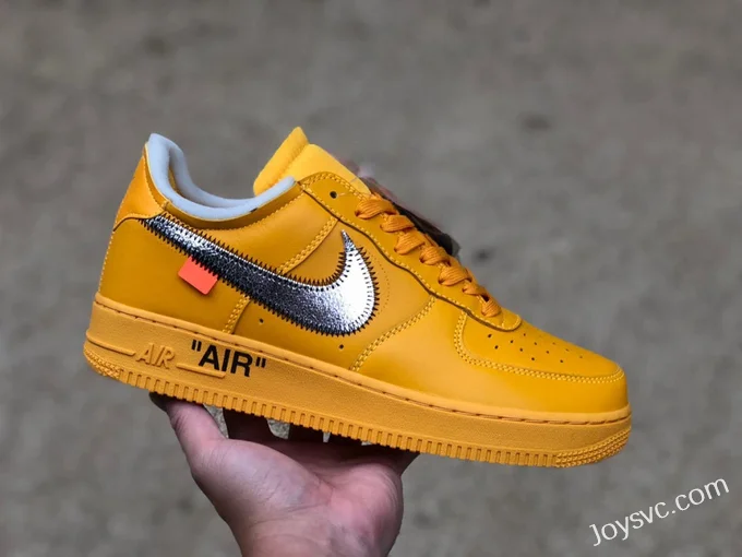 Nike Off-White Air Force 1 AF1 OW Collaboration Gold Silver DD1876-700