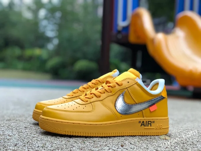 Nike Off-White Air Force 1 AF1 OW Collaboration Gold Silver DD1876-700