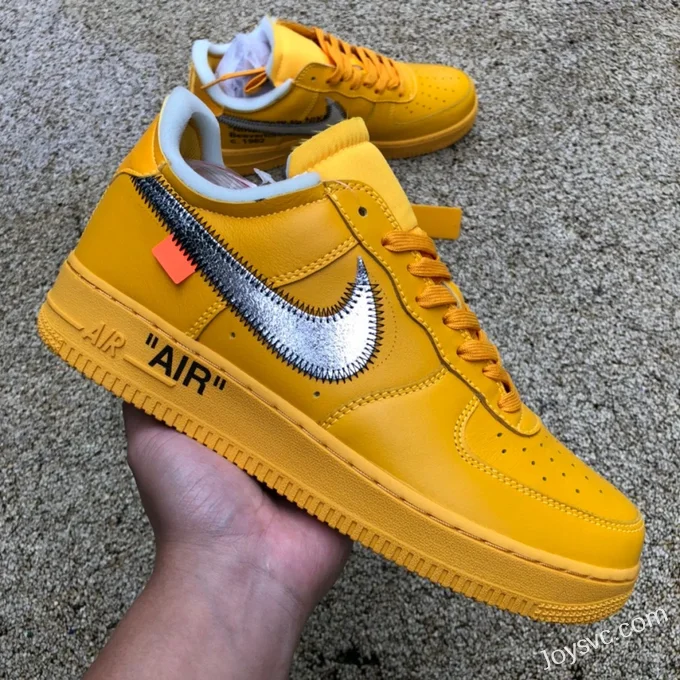 Nike Off-White Air Force 1 AF1 OW Collaboration Gold Silver DD1876-700