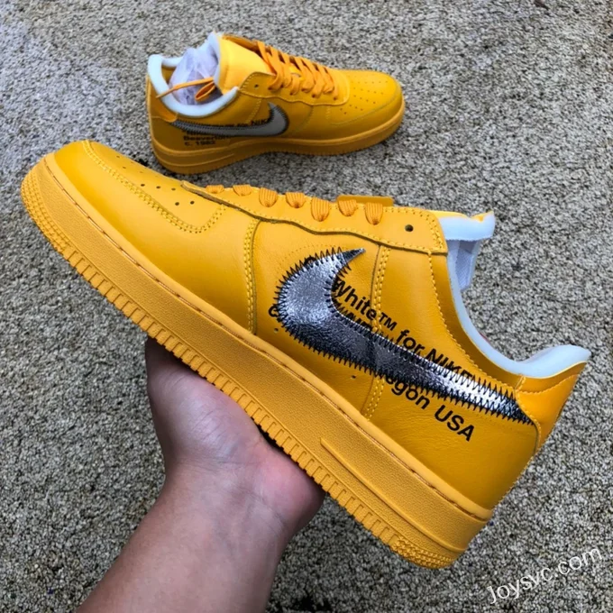 Nike Off-White Air Force 1 AF1 OW Collaboration Gold Silver DD1876-700