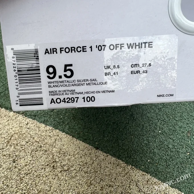 OFF-White x Nike Air Force 1 AF1 OW Collaboration Silver White Low AO4297-100