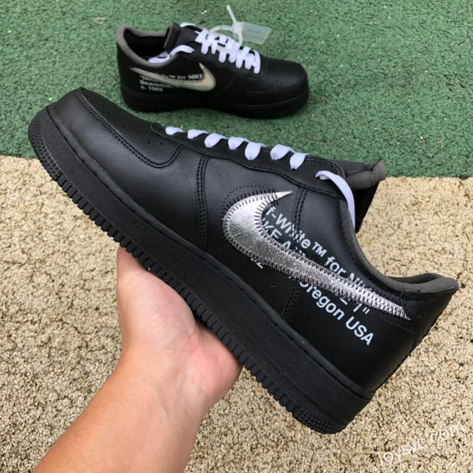 OFF-White x Nike Air Force 1 AF1 OW Collaboration Black Silver Low AV5210-100