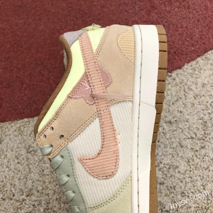 Nike Dunk Low Beige Green Pink Corduroy Retro Sneakers DQ5076-121