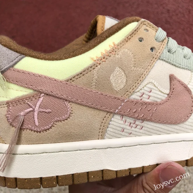 Nike Dunk Low Beige Green Pink Corduroy Retro Sneakers DQ5076-121