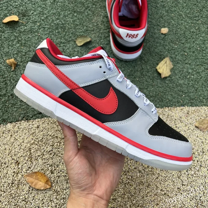 CAU Athletics x Nike Dunk Low Grey Black Red Retro Sneakers DR6189-001