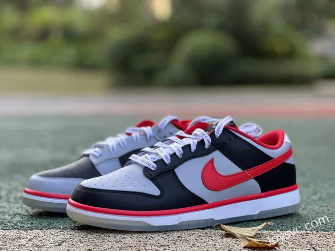 CAU Athletics x Nike Dunk Low Grey Black Red Retro Sneakers DR6189-001