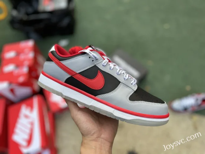 CAU Athletics x Nike Dunk Low Grey Black Red Retro Sneakers DR6189-001