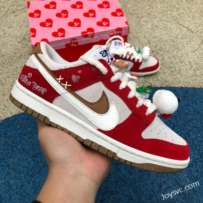 Nike Dunk Low Christmas Red White Double Hook Retro Sneakers DO9457-112