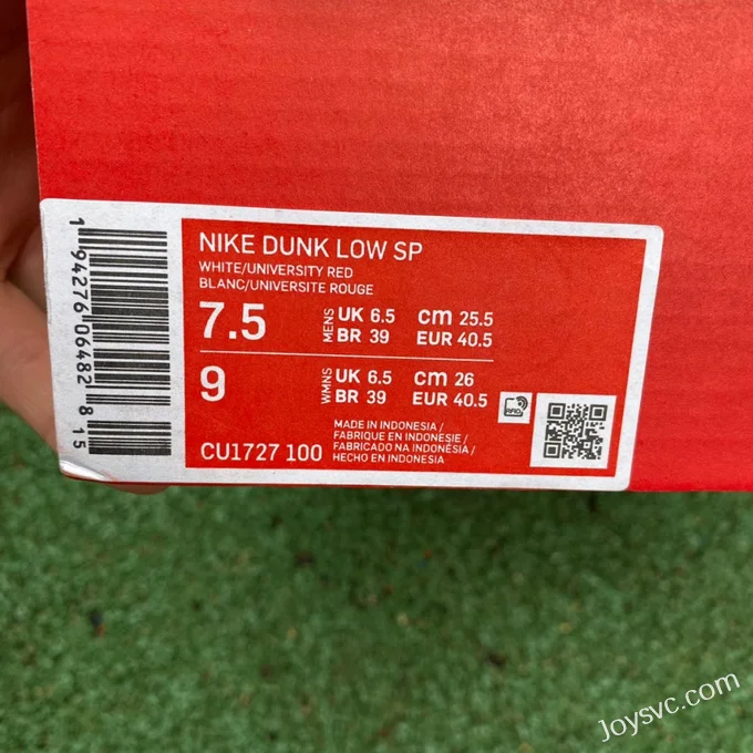 Nike Dunk Low SP University Red White Red CU1727-100