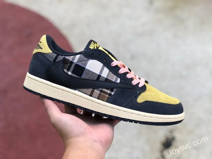 Travis Scott x Air Jordan 1 Low CQ4277-618 Black Yellow Mesh Reverse Swoosh