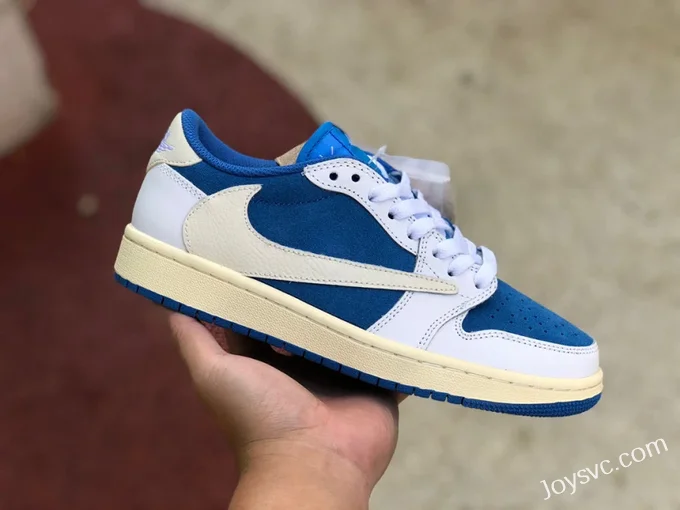 Travis Scott x Air Jordan 1 Low DQ4277-212 White Blue Reverse Swoosh