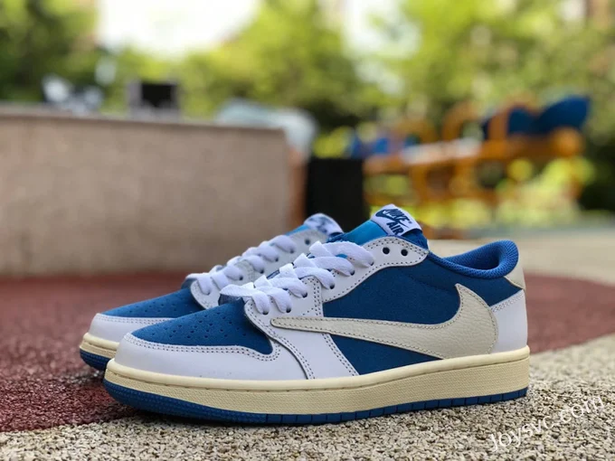 Travis Scott x Air Jordan 1 Low DQ4277-212 White Blue Reverse Swoosh