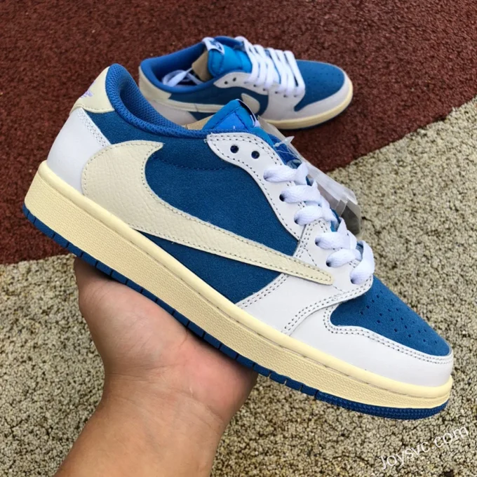 Travis Scott x Air Jordan 1 Low DQ4277-212 White Blue Reverse Swoosh