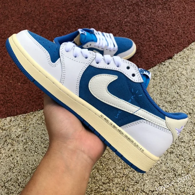 Travis Scott x Air Jordan 1 Low DQ4277-212 White Blue Reverse Swoosh