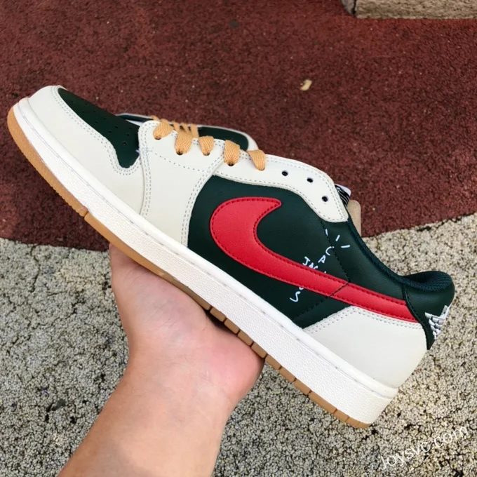 Travis Scott x Air Jordan 1 Low DM7866-801 White Red Green Reverse Swoosh