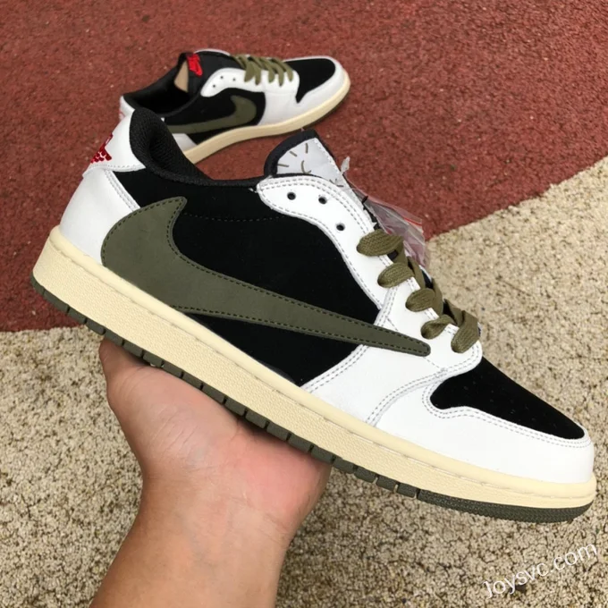 Travis Scott x Air Jordan 1 Low DZ4137-106 White Black Green Reverse Swoosh