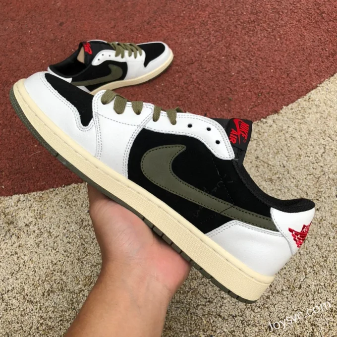 Travis Scott x Air Jordan 1 Low DZ4137-106 White Black Green Reverse Swoosh