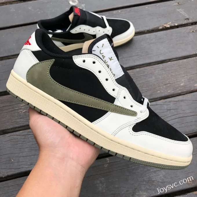 Travis Scott x Air Jordan 1 Low DZ4137-106 Olive Green 4.0 T1 Version