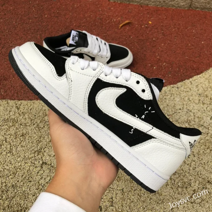 Travis Scott x Air Jordan 1 Low DM7866-101 Black White Panda Reverse Swoosh