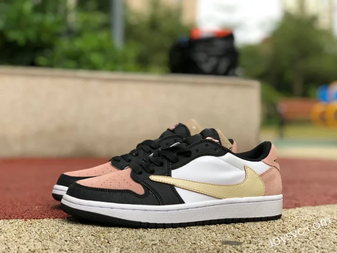 Travis Scott x Air Jordan 1 Low CQ4277-995 Black Pink Gold Hook Reverse Swoosh