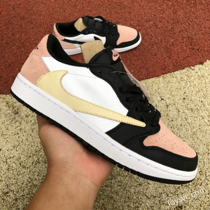 Travis Scott x Air Jordan 1 Low CQ4277-995 Black Pink Gold Hook Reverse Swoosh