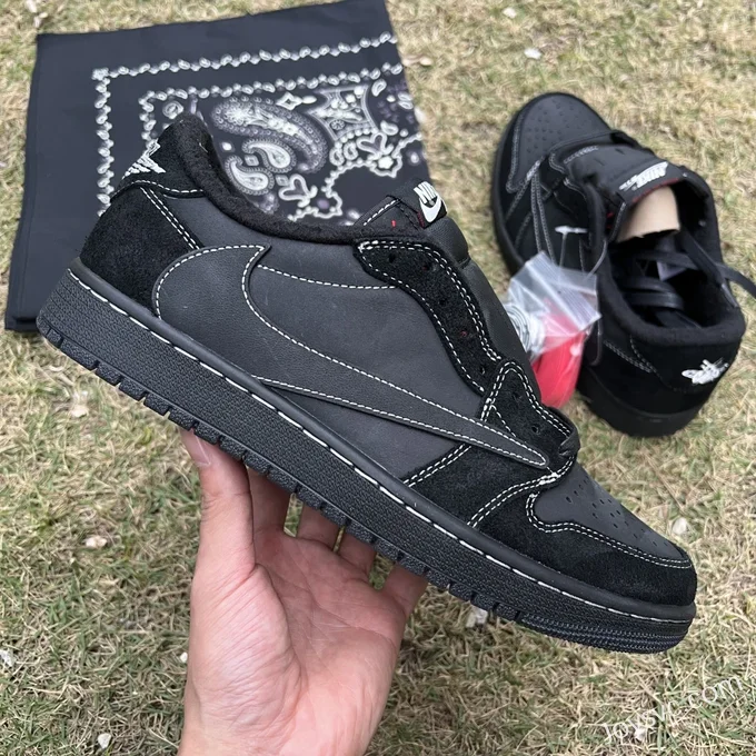 Travis Scott x Air Jordan 1 Low DM7866-001 Black Cat T1 Upgrade Version