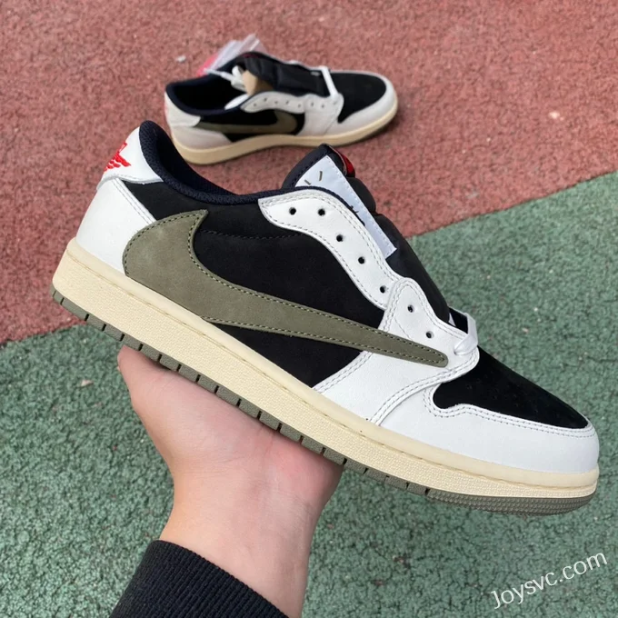 Travis Scott x Air Jordan 1 Low DZ4137-106 Olive Green T1 Version