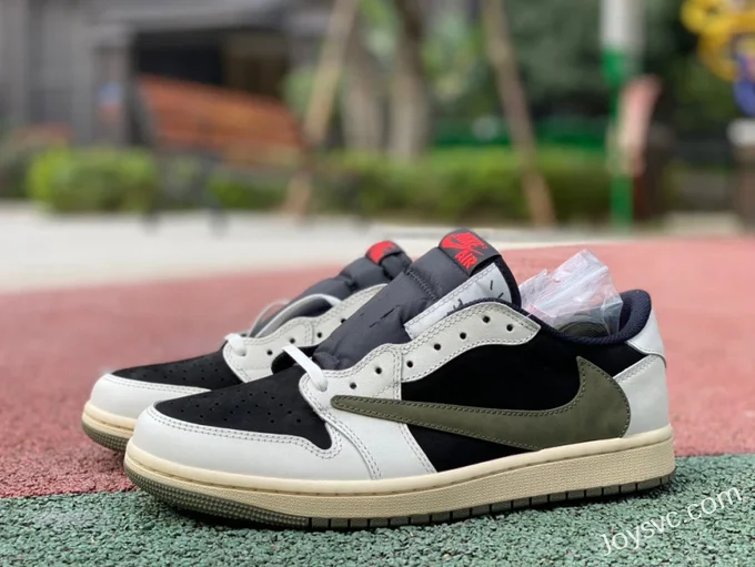 Travis Scott x Air Jordan 1 Low DZ4137-106 Olive Green T1 Version