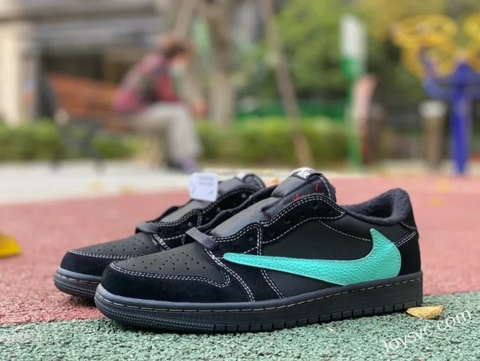 Travis Scott x Air Jordan 1 Low DZ1382-001 Black Tiffany Reverse Swoosh