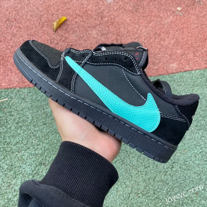 Travis Scott x Air Jordan 1 Low DZ1382-001 Black Tiffany Reverse Swoosh