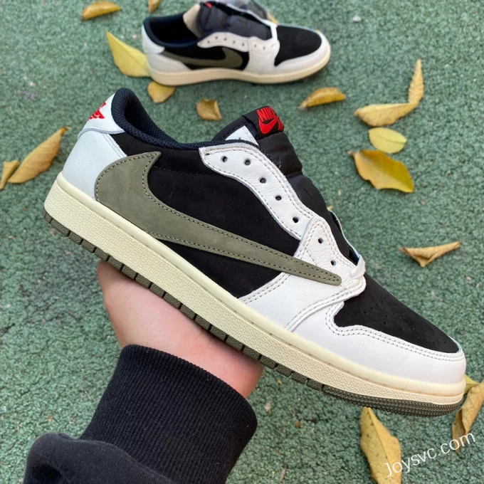 Travis Scott x Air Jordan 1 Low DZ4137-106 Olive Green Cut Piece Version