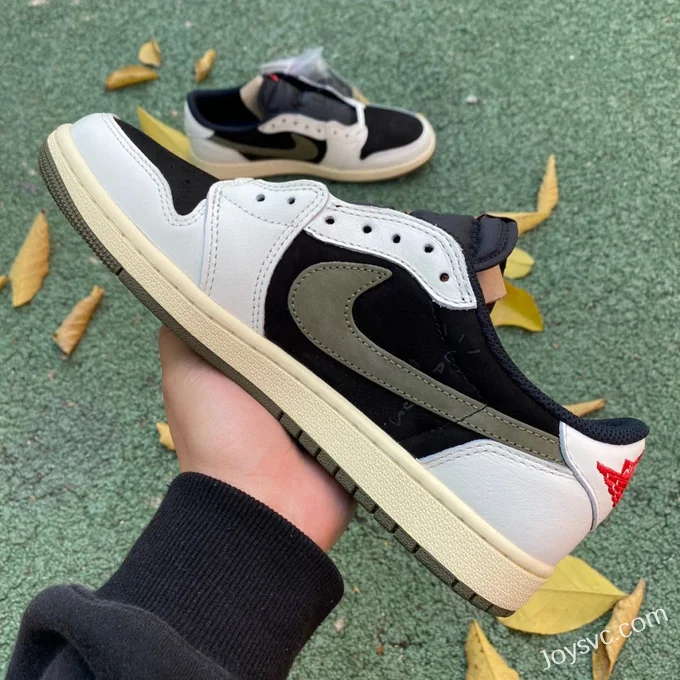 Travis Scott x Air Jordan 1 Low DZ4137-106 Olive Green Cut Piece Version