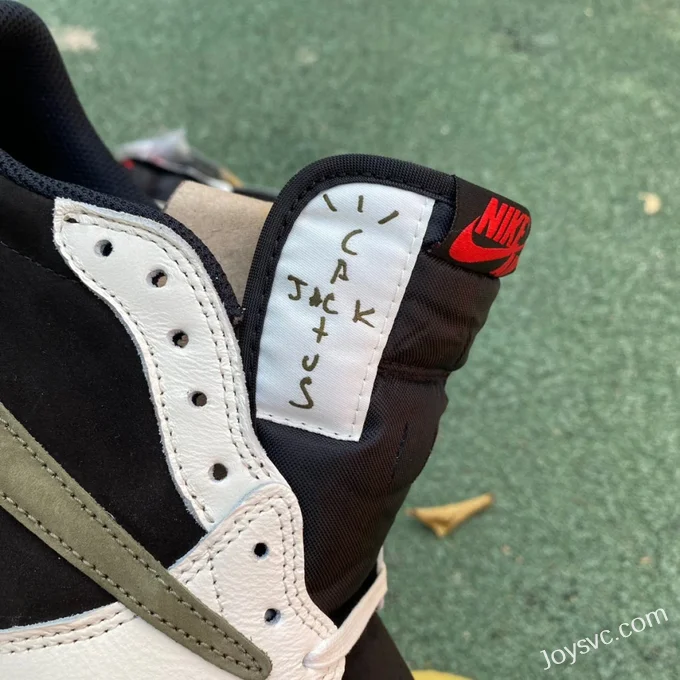 Travis Scott x Air Jordan 1 Low DZ4137-106 Olive Green Cut Piece Version