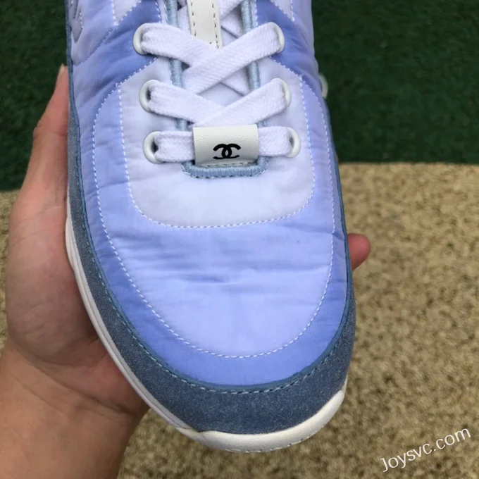 CHANEL Suede Effect Nylon Sneakers in Sky Blue