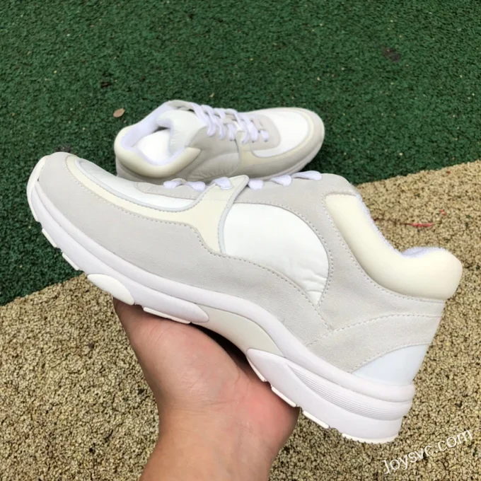 CHANEL Suede Effect Nylon Sneakers in White