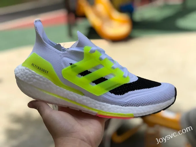 adidas UltraBoost 21 White Fluorescent Green FY0366