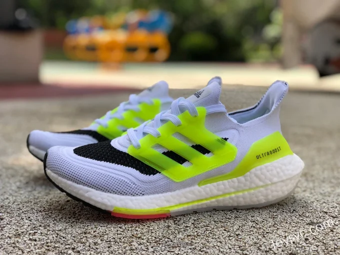 adidas UltraBoost 21 White Fluorescent Green FY0366